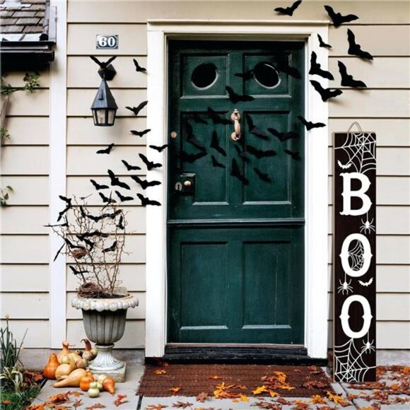 Halloween Porch Sign Boo Sign For Front Porch Scary Wooden Vertical Welcome Sign - Picture 4 of 8